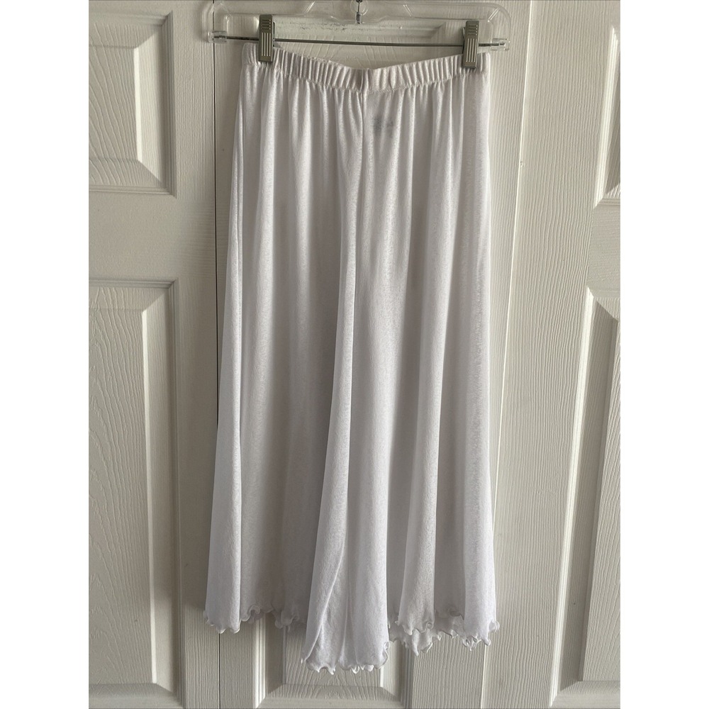 Rapz Wide Leg Gaucho Pants Womens Size S White Lettuce Trim Beach Resort Coastal
